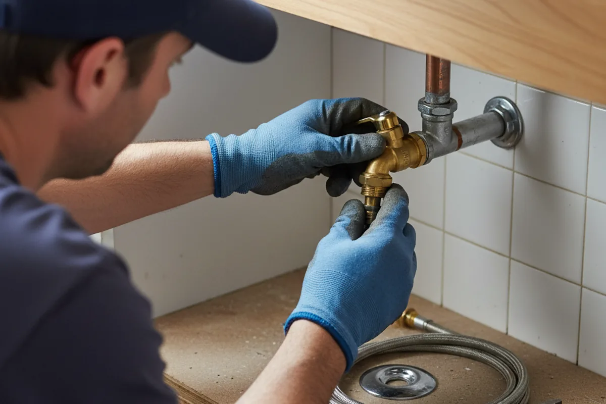 Shutoff valve and fitting work during Burst Pipe Repair in Spring Grove